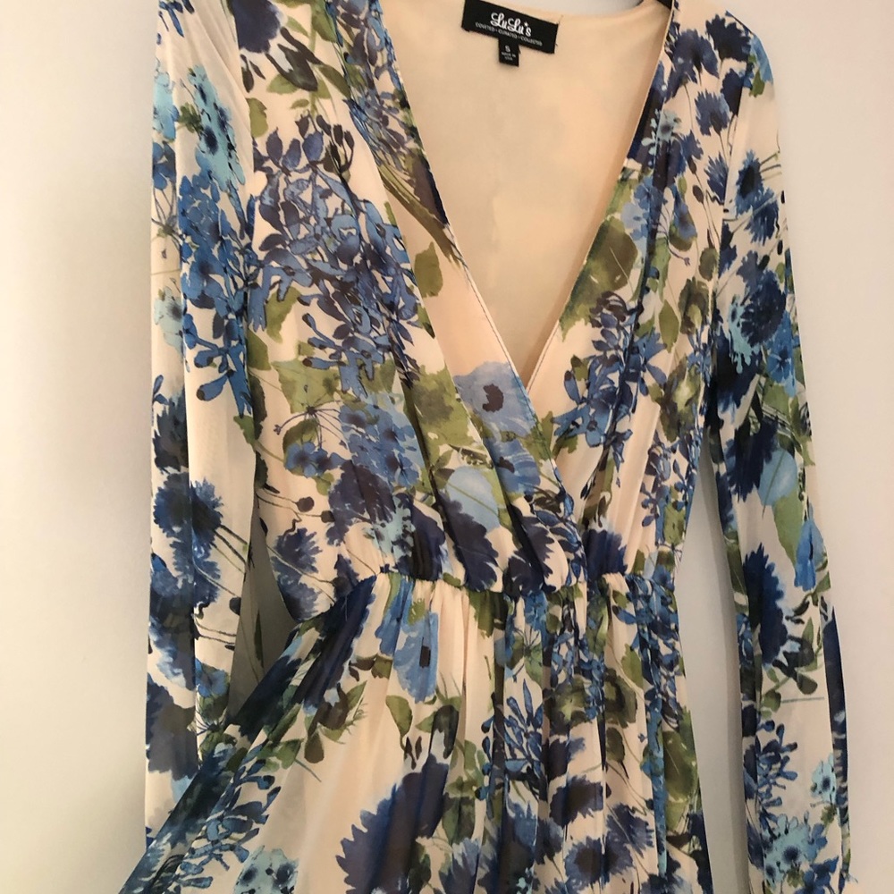 Lulu's Blue Floral Maxi Dress